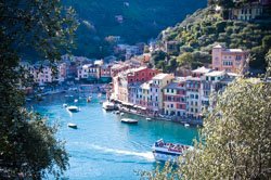 Vista dal parco, Portofino, Italia