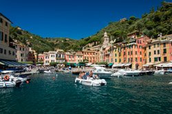 Vue depuis le bateau, Portofino, Italie